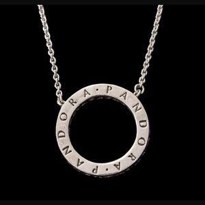 Pandora 925 Sterling Silver Ale Shine Hearts 20.7mm Pendant 17.5" Chain Necklace